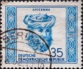 GERMANY, DDR - CIRCA 1952 : a postage stamp from Germany, GDR showing a portrait of the polymath Avicenna ibn SÃÂ«nÃÂ. Birthdays an